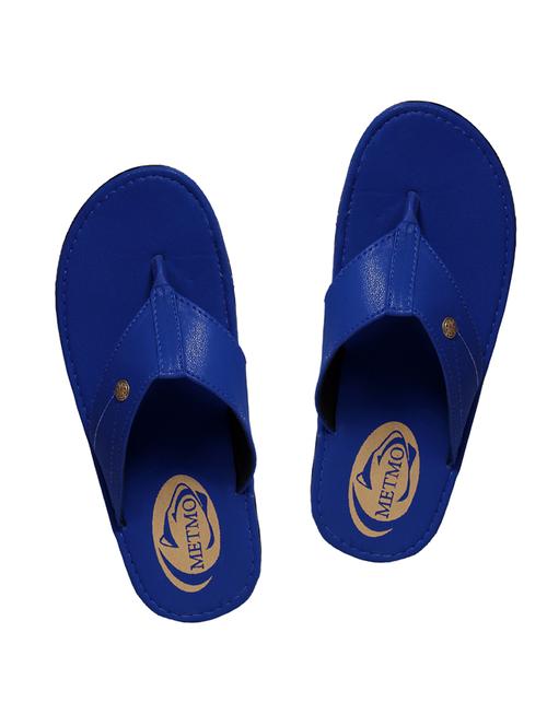 blue leatherette toe seperator slipper - 13213806 - Standard Image - 1