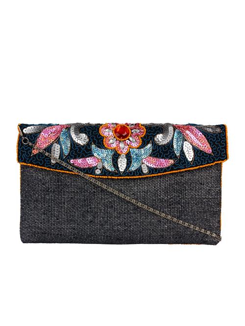 black cotton ethnic clutch - 13216371 -  Standard Image - 0