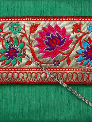 green polyester ethnic clutch - 13216374 - Standard Image - 4