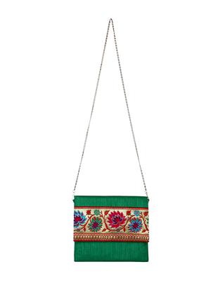 green polyester ethnic clutch - 13216374 - Standard Image - 6