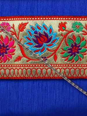 blue polyester ethnic clutch - 13216375 - Standard Image - 4