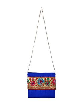 blue polyester ethnic clutch - 13216375 - Standard Image - 6
