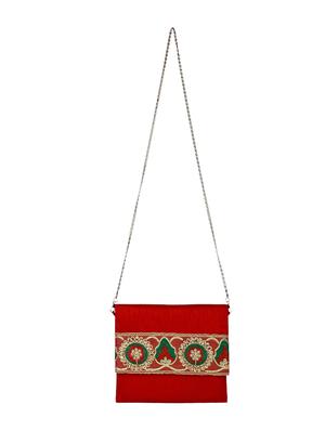 red polyester ethnic clutch - 13216376 - Standard Image - 6