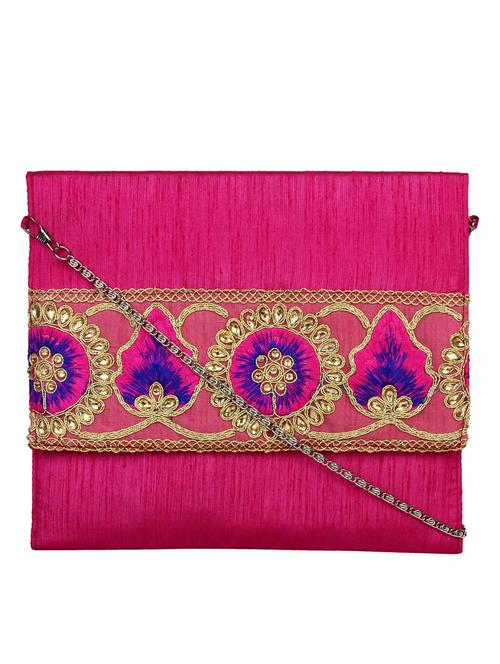 pink polyester ethnic clutch - 13216378 -  Standard Image - 0