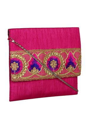 pink polyester ethnic clutch - 13216378 - Standard Image - 5