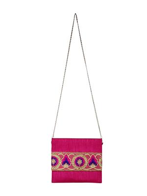 pink polyester ethnic clutch - 13216378 - Standard Image - 6