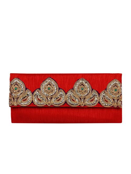 red polyester ethnic clutch - 13216379 -  Standard Image - 0