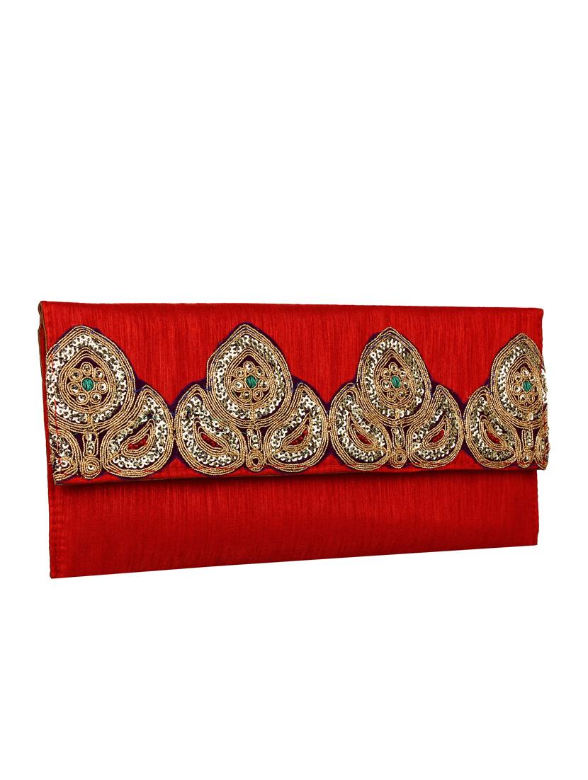 red polyester ethnic clutch - 13216379 - Zoom Image - 5