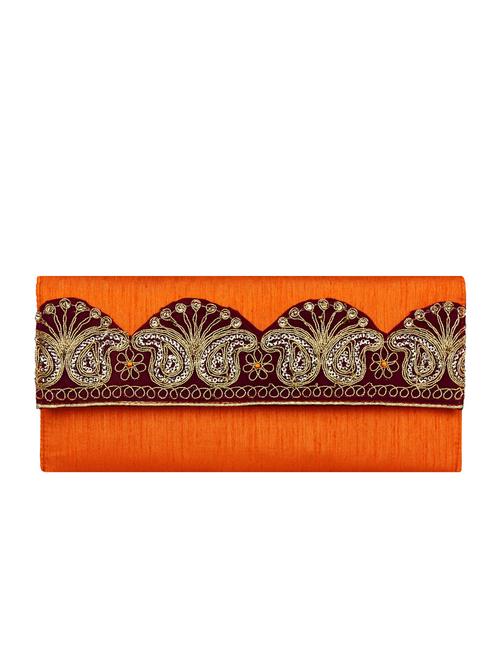 orange polyester ethnic clutch - 13216381 -  Standard Image - 0