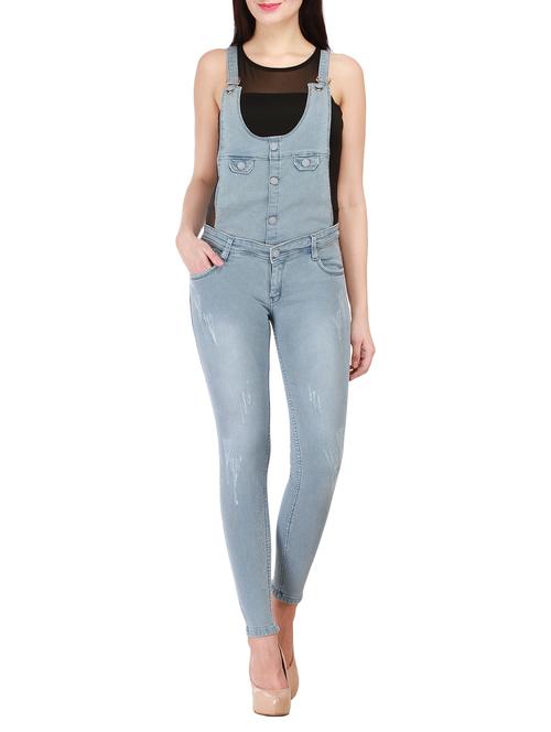 button up distressed dungaree - 13217378 - Standard Image - 1