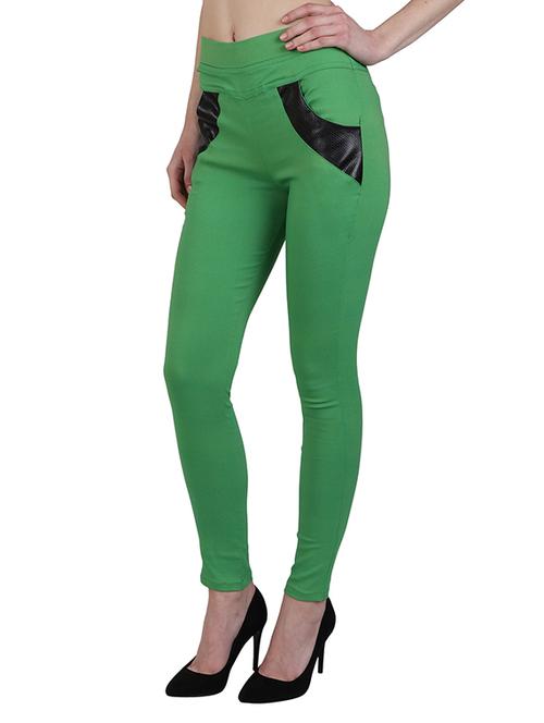 green cotton jeggings - 13225412 - Standard Image - 1