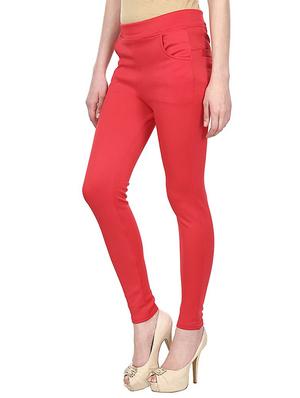 red cotton jeggings - 13225450 - Standard Image - 2