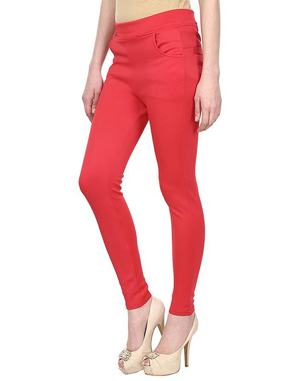 red cotton jeggings - 13225450 - Zoom Image - 2