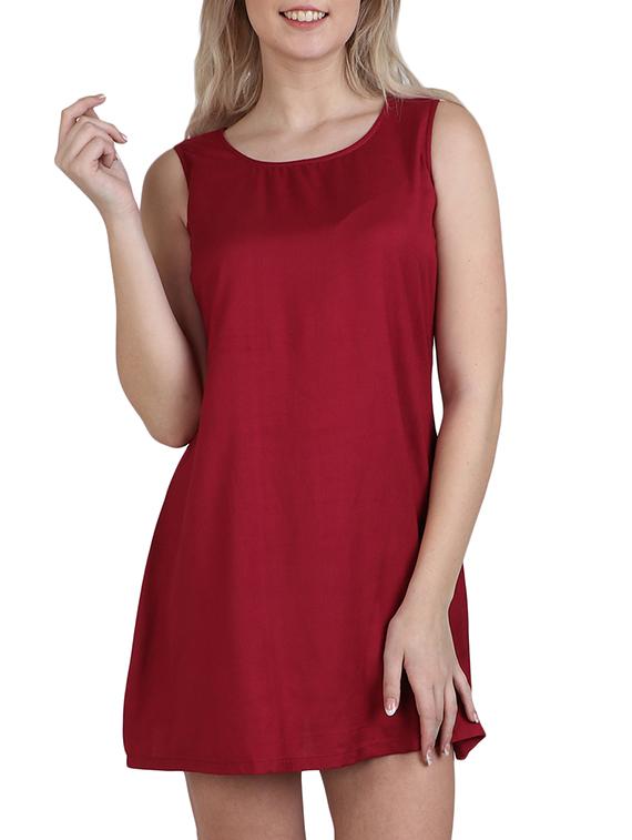 maroon rayon a-line dress - 13225530 - Zoom Image - 1