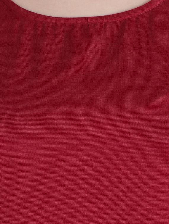 maroon rayon a-line dress - 13225530 - Zoom Image - 4