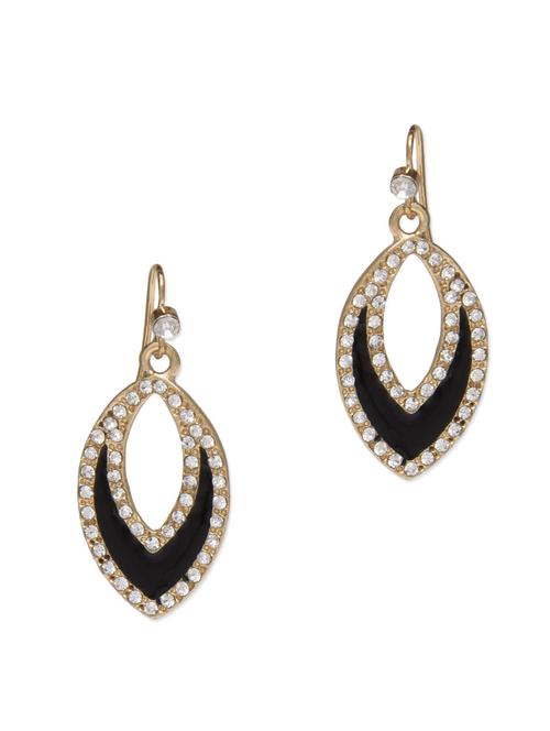 embellished black and gold dangler earrings - 1322652 - Standard Image - 1