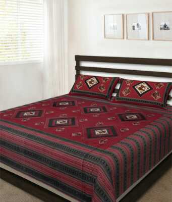 cotton jaipuri king size double bedsheet with two pillow cover. - 1323191 - Zoom Image - 1