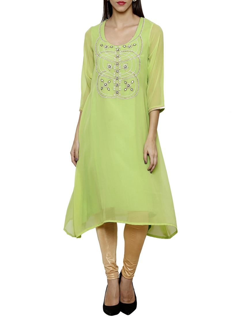 green georgette tunic - 13236033 - Zoom Image - 1