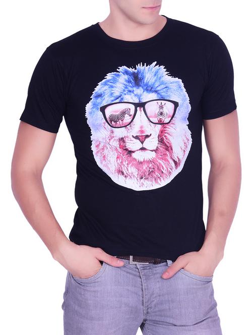 black cotton chest print tshirt - 13240733 - Very Small Image - 1