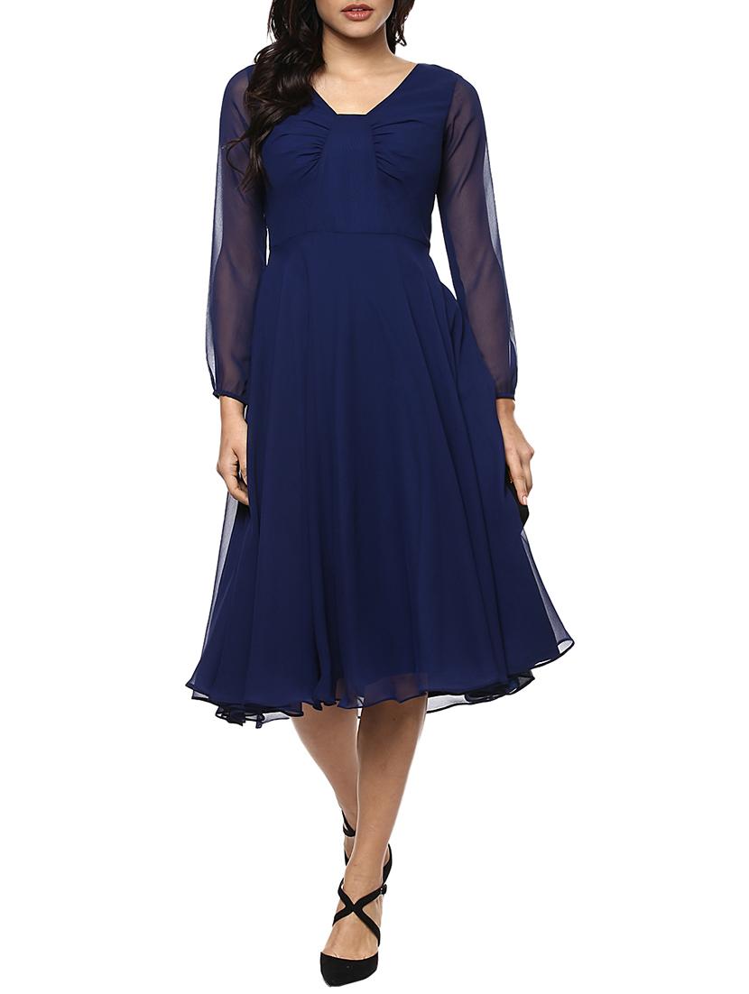 dark blue georgette dress - 13243171 - Zoom Image - 1