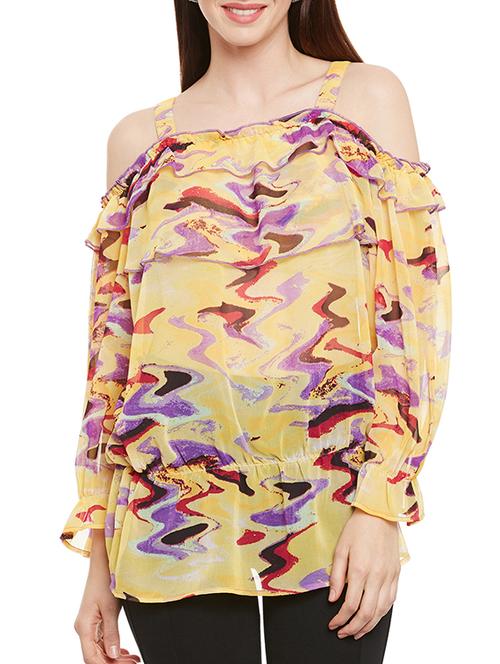 ruffled abstract blouson top - 13244648 - Standard Image - 1