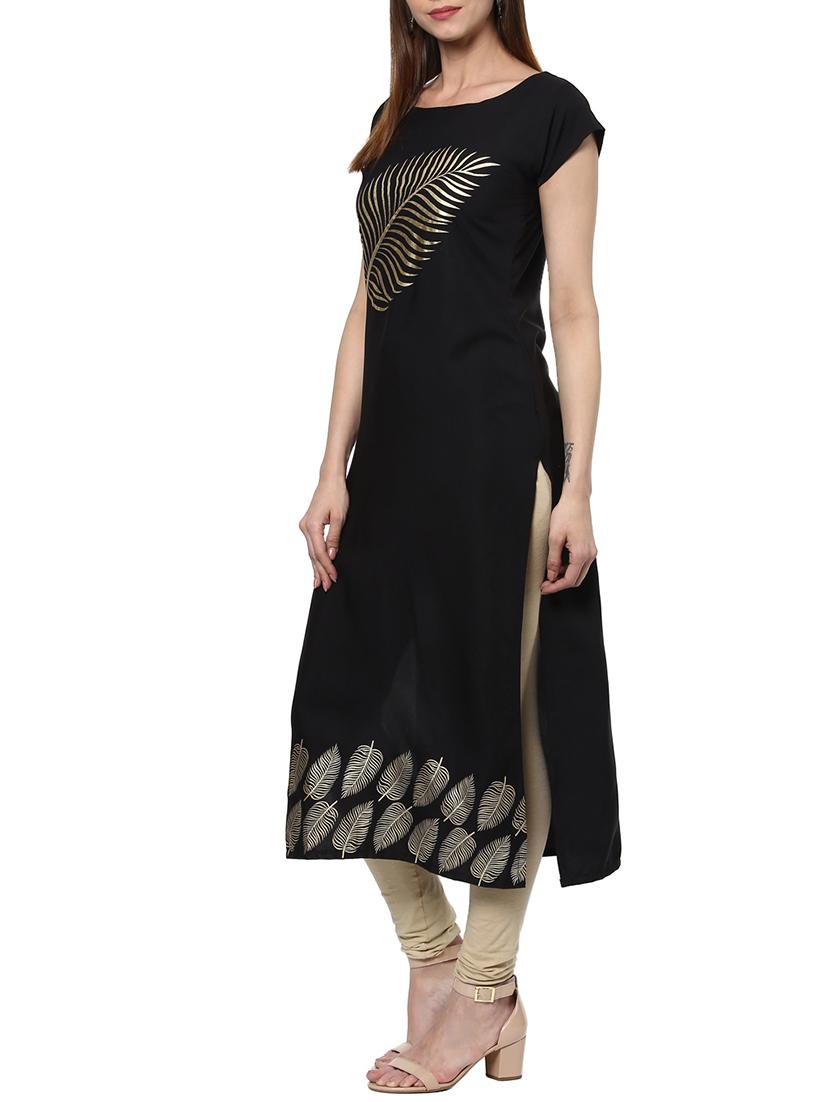straight foil print kurta - 13245019 - Zoom Image - 2