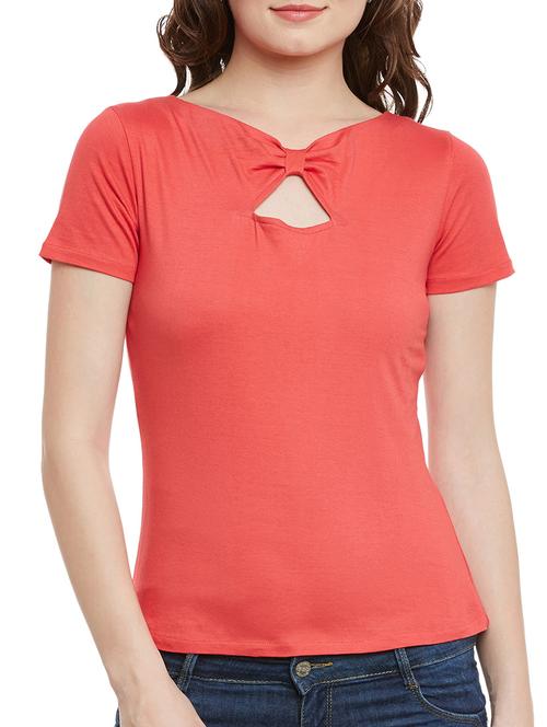 coral cotton blend regular top - 13247696 - Standard Image - 1