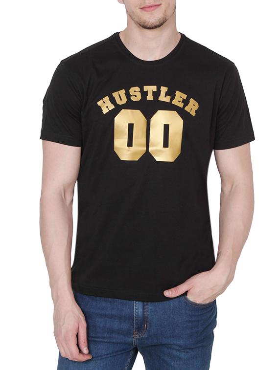 black cotton chest print tshirt - 13254334 - Zoom Image - 1