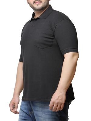plus size black solid polo t-shirt - 13256572 - Standard Image - 2