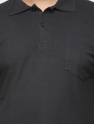 plus size black solid polo t-shirt - 13256572 - Standard Image - 4