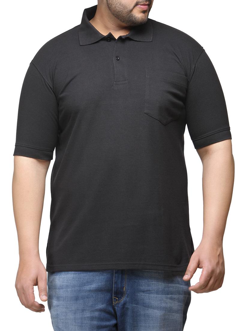 plus size black solid polo t-shirt - 13256572 - Zoom Image - 1