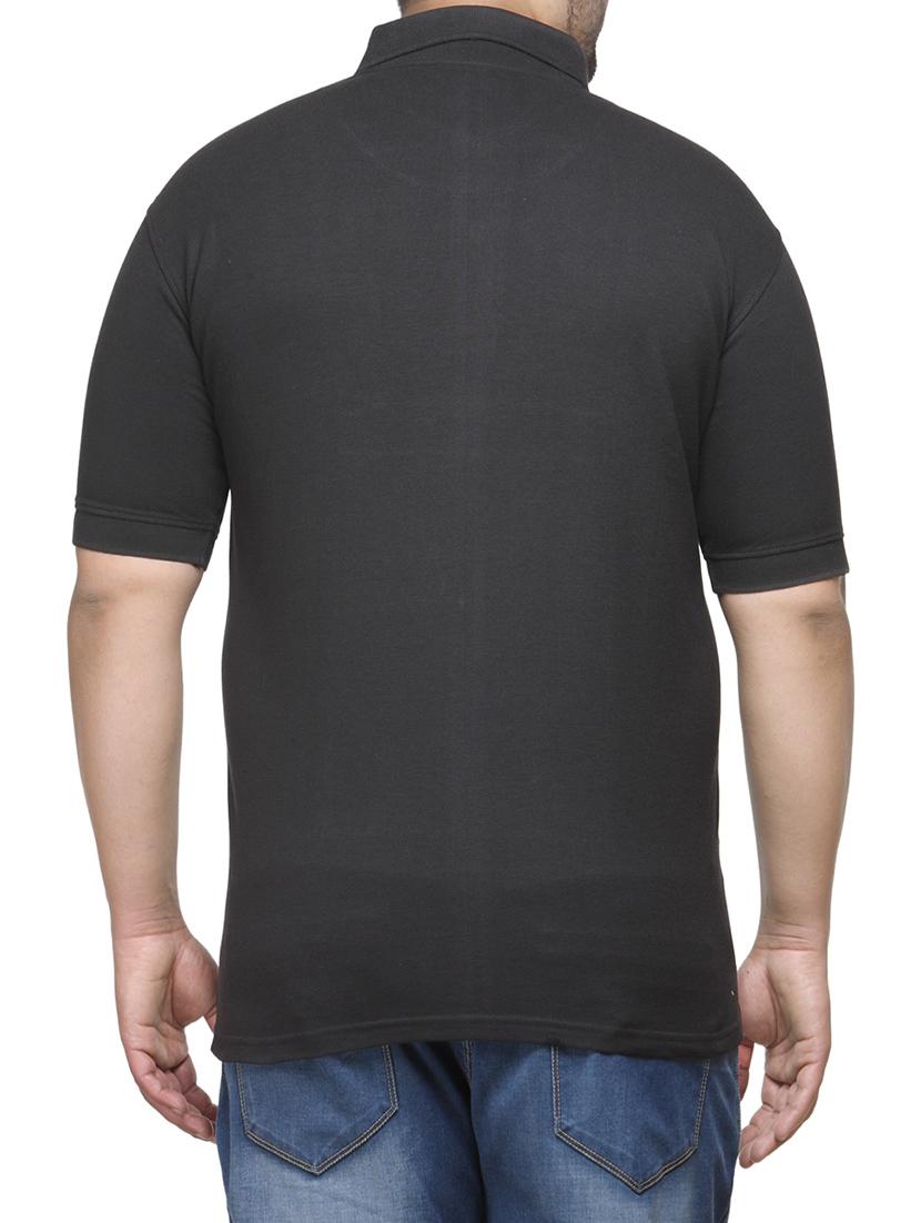 plus size black solid polo t-shirt - 13256572 - Zoom Image - 3