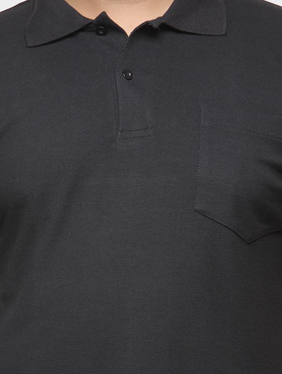 plus size black solid polo t-shirt - 13256572 - Zoom Image - 4