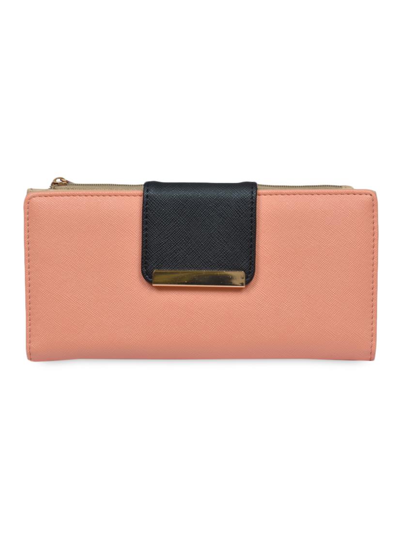 peach magnetic snap faux leather wallet - 1326192 - Zoom Image - 1