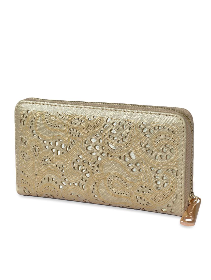 beige cutwork leatherette wallet - 1326196 - Zoom Image - 1