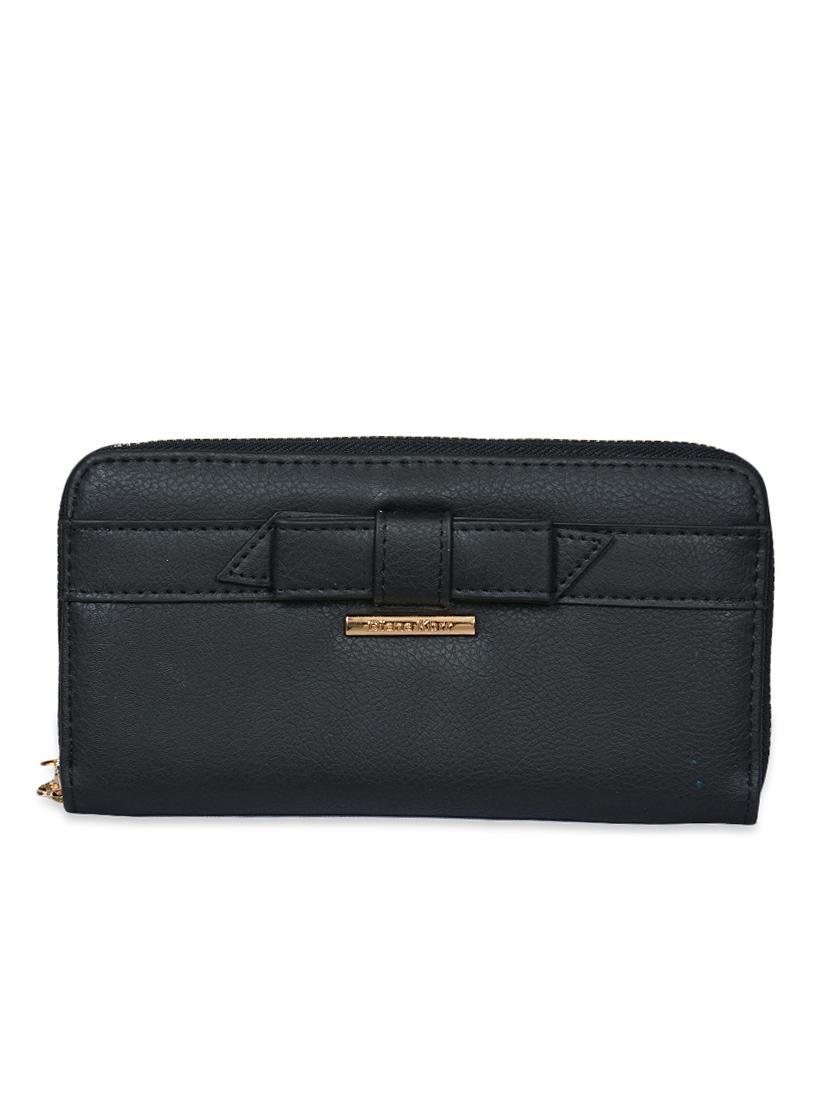 solid black textured leatherette wallet - 1326199 - Zoom Image - 1