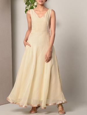 beige solid maxi dress - 13266835 - Standard Image - 2