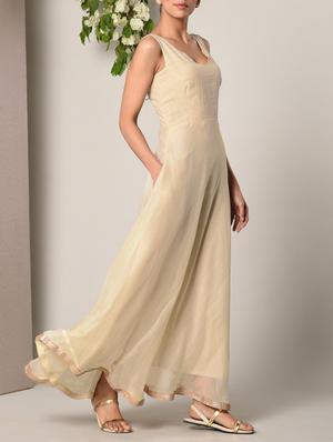 beige solid maxi dress - 13266835 - Standard Image - 3