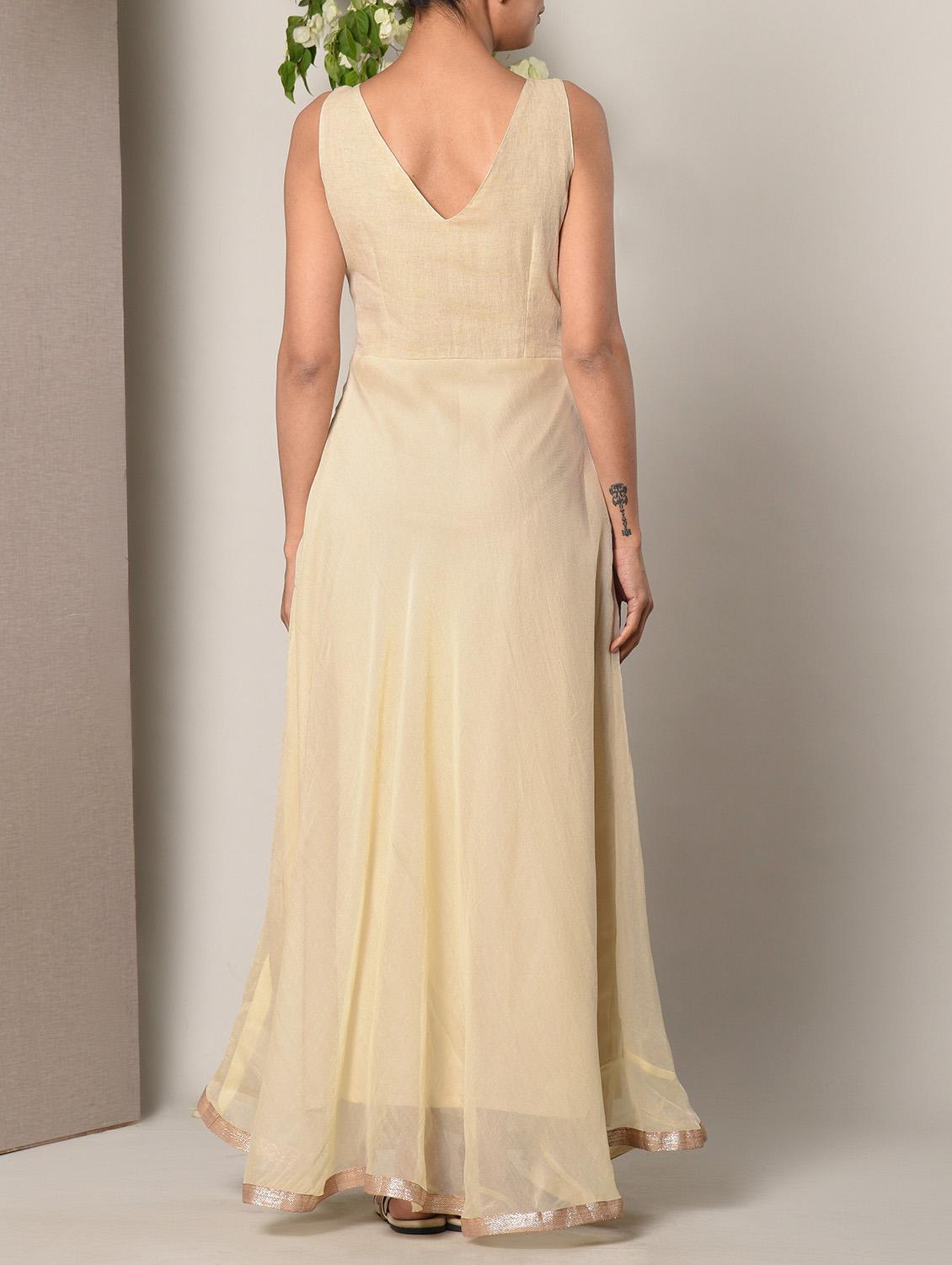 beige solid maxi dress - 13266835 - Zoom Image - 4