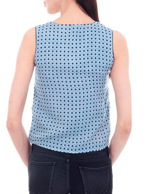 blue printed rayon regular top - 13267189 - Standard Image - 3