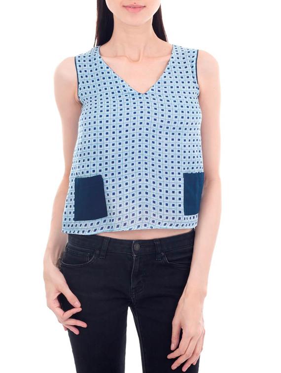 blue printed rayon regular top - 13267189 - Zoom Image - 1