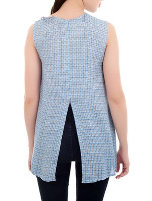 light blue printed rayon tunic - 13267192 - Standard Image - 3