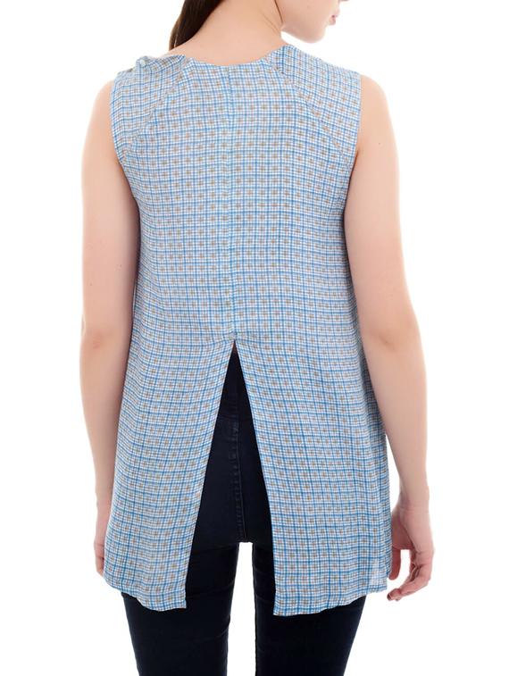 light blue printed rayon tunic - 13267192 - Zoom Image - 3