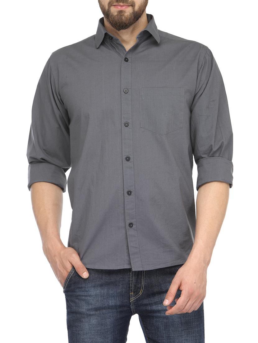 grey cotton casual shirt - 13269582 - Zoom Image - 1