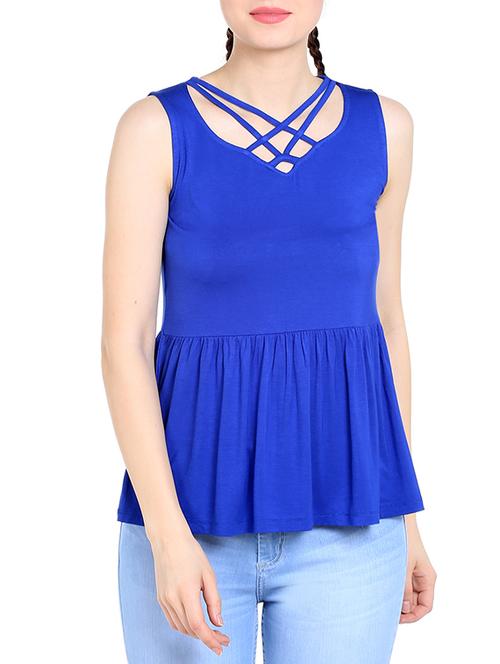 blue viscose top - 13269648 - Standard Image - 1
