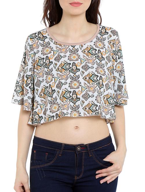 white printed rayon top - 13269696 - Standard Image - 1