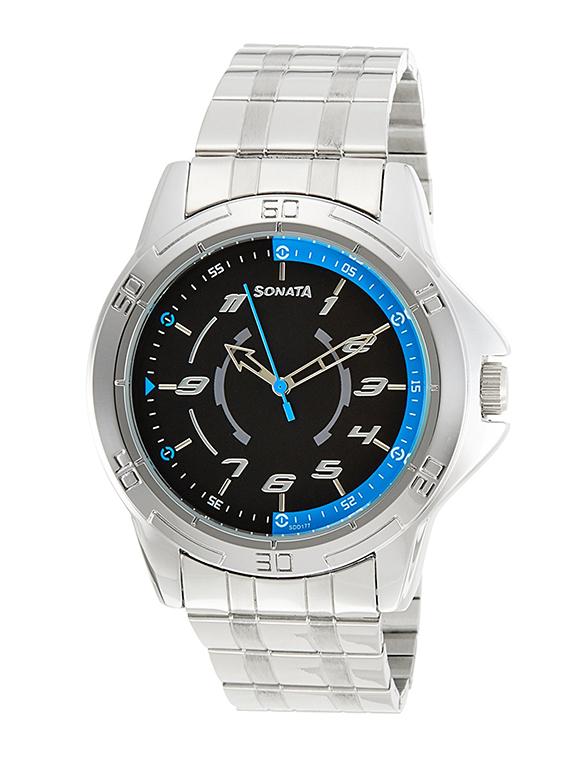 sonata analog black dial men's watch - 77001sm01a - 13271787 - Zoom Image - 1