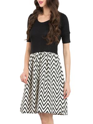 black poly crepe fit & flare dress - 13276472 - Standard Image - 2