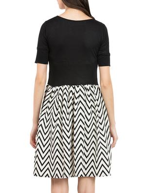 black poly crepe fit & flare dress - 13276472 - Standard Image - 3