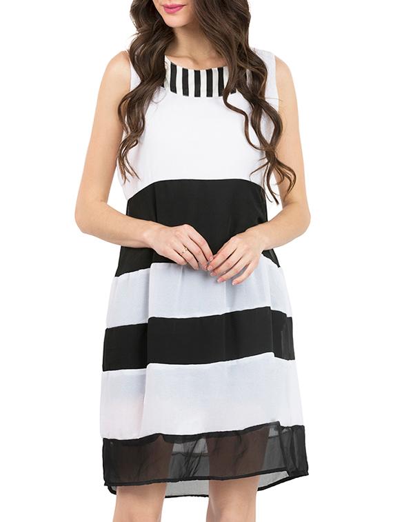 monochrome striped a-line dress - 13276473 - Zoom Image - 1